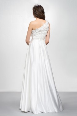 A-Line One-Shoulder Long White Prom Evening Formal Party Dresses ED010583