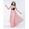 A-Line Short Sleeve Beaded Long Pink Prom Evening Formal Party Dresses ED010584