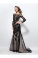Vintage Appliques Trumpet Bateau Neck 3/4-Length Sleeves Long Prom Evening Formal Party Dresses ED010586
