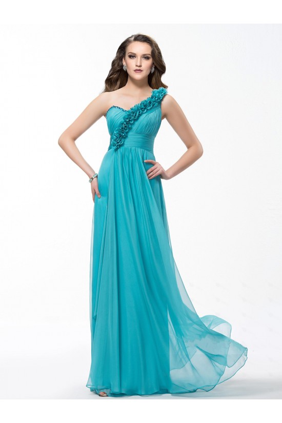 One-Shoulder Long Blue Chiffon Prom Evening Formal Party Dresses ED010588 One-Shoulder Long Blue Chiffon Prom Evening Formal Party Dresses ED010588