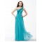 One-Shoulder Long Blue Chiffon Prom Evening Formal Party Dresses ED010588