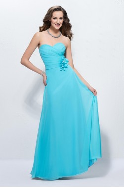 A-Line Sweetheart Long Blue Chiffon Prom Evening Formal Party Dresses ED010591