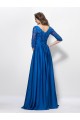 A-Line V-Neck Half Sleeve Lace Long Blue Prom Evening Formal Party Dresses ED010592