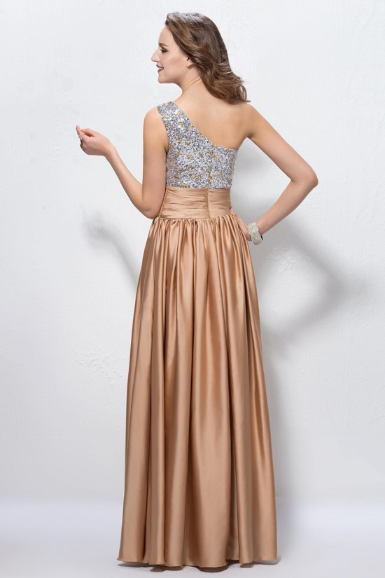 A-Line One-Shoulder Beaded Sequins Long Prom Evening Formal Party Dresses ED010597