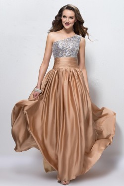 A-Line One-Shoulder Beaded Sequins Long Prom Evening Formal Party Dresses ED010597