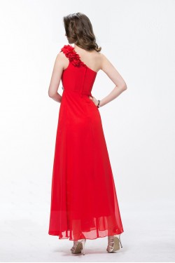 A-Line One-Shoulder Beaded Long Red Prom Evening Formal Party Dresses ED010599