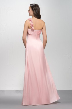 Empire One-Shoulder Long Pink Prom Evening Formal Party Dresses Maternity Evening Dresses ED010600