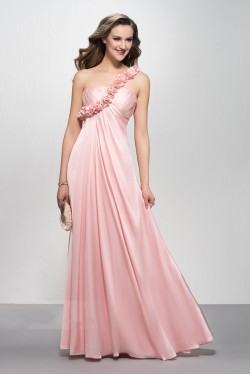 Empire One-Shoulder Long Pink Prom Evening Formal Party Dresses Maternity Evening Dresses ED010600
