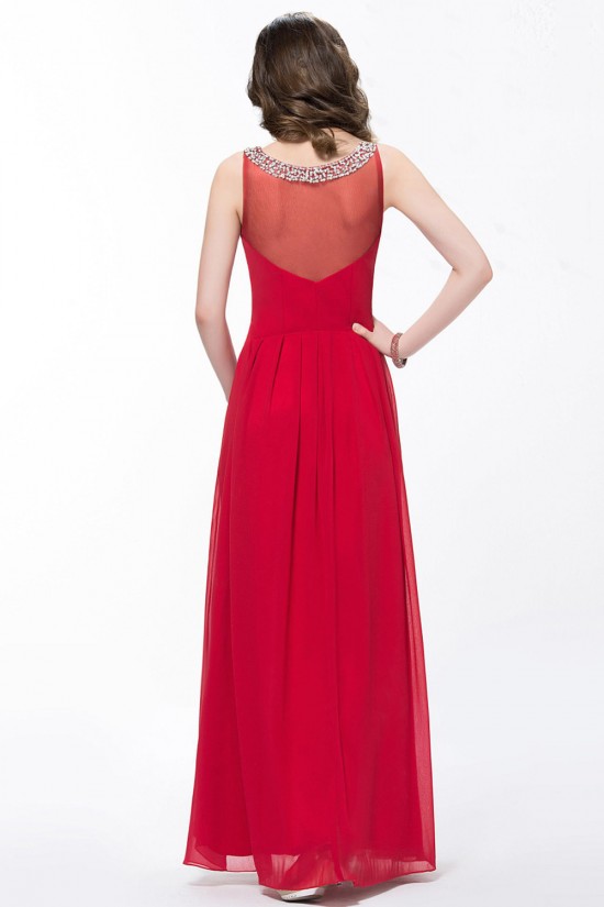 A-Line V-Neck Beaded Long Chiffon Prom Evening Formal Party Dresses ED010602