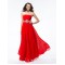 A-Line Strapless Beaded Long Red Chiffon Prom Evening Formal Party Dresses ED010607