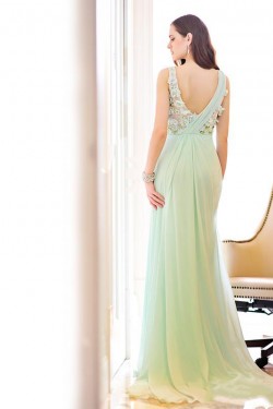 Sheath/Column V-Neck Long Chiffon Prom Evening Formal Party Dresses ED010611