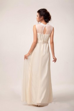 A-Line Beaded Jewel Long Chiffon Prom Evening Formal Party Dresses ED010614