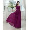 A-Line Bateau Beaded Purple Long Chiffon Prom Evening Formal Party Dresses ED010619