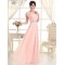 A-Line One-Shoulder Beaded Long Pink Lace and Chiffon Prom Evening Formal Party Dresses ED010621