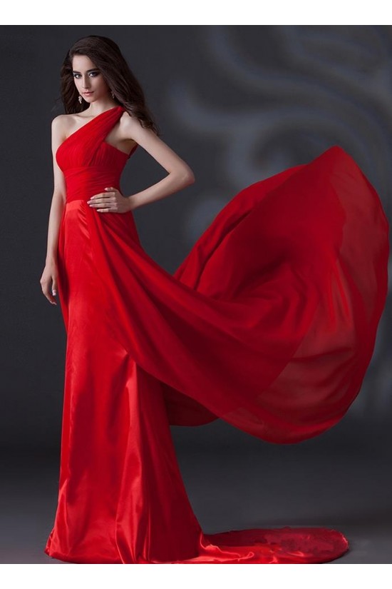 A-Line One-Shoulder Long Red Chiffon Prom Evening Formal Party Dresses ED010622 A-Line One-Shoulder Long Red Chiffon Prom Evening Formal Party Dresses ED010622
