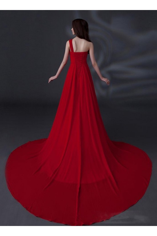 A-Line One-Shoulder Long Red Chiffon Prom Evening Formal Party Dresses ED010622 A-Line One-Shoulder Long Red Chiffon Prom Evening Formal Party Dresses ED010622