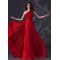 A-Line One-Shoulder Long Red Chiffon Prom Evening Formal Party Dresses ED010622