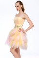 A-Line Strapless Short Yellow Beaded Prom Evening Cocktail Homecoming Party Dresses ED010626