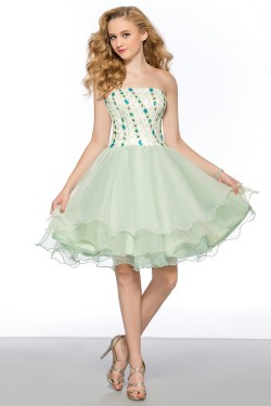 A-Line Strapless Short Beaded Prom Evening Cocktail Homecoming Party Dresses ED010627