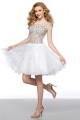 Modest Short White Beaded Prom Evening Cocktail Homecoming Party Dresses ED010628