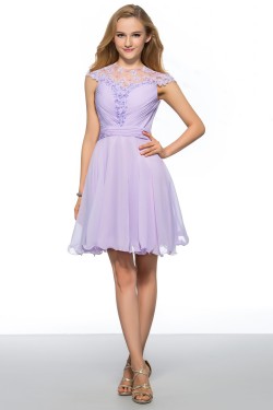 A-Line Short Jewel Beaded Chiffon Prom Evening Cocktail Homecoming Party Dresses ED010632