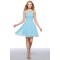A-Line Short Bateau Blue Beaded Prom Evening Cocktail Homecoming Party Dresses ED010635