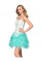 One-Shoulder Lace Appliques White Blue Beaded Prom Evening Cocktail Homecoming Party Dresses ED010637