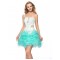 One-Shoulder Lace Appliques White Blue Beaded Prom Evening Cocktail Homecoming Party Dresses ED010637
