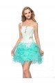 One-Shoulder Lace Appliques White Blue Beaded Prom Evening Cocktail Homecoming Party Dresses ED010637