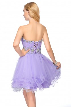 A-Line Strapless Short Beaded Prom Evening Cocktail Homecoming Party Dresses ED010639