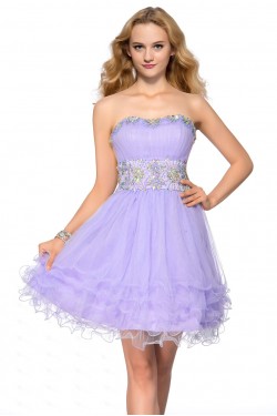 A-Line Strapless Short Beaded Prom Evening Cocktail Homecoming Party Dresses ED010639