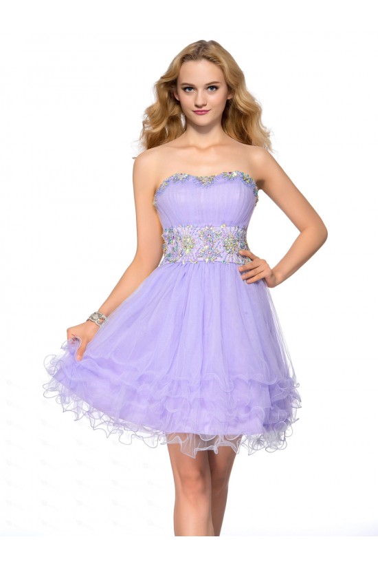 A-Line Strapless Short Beaded Prom Evening Cocktail Homecoming Party Dresses ED010639