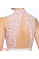 A-Line High-Neck Short Pink Applique Beaded Prom Evening Cocktail Homecoming Party Dresses ED010641