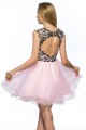 A-Line V-Neck Short Pink Applique Beaded Prom Evening Cocktail Homecoming Party Dresses ED010642