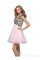 A-Line V-Neck Short Pink Applique Beaded Prom Evening Cocktail Homecoming Party Dresses ED010642