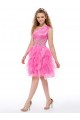 One-Shoulder Beaded Short Pink Prom Evening Formal Party Dresses ED010645