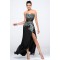 Sheath Sweetheart Split-Front Beaded Black Long Chiffon Prom Evening Formal Party Dresses ED010648
