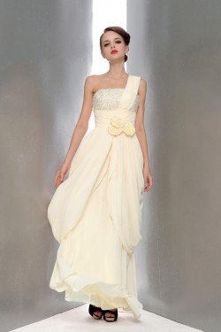 Column One-Shoulder Beaded Long Chiffon Prom Evening Formal Party Dresses ED010655