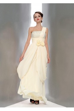 Column One-Shoulder Beaded Long Chiffon Prom Evening Formal Party Dresses ED010655