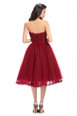 A-Line Strapless Short Tulle Prom Evening Formal Party Dresses ED010658