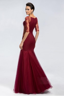 Trumpet/Mermaid Half Sleeve Bateau Lace Long Prom Evening Formal Party Dresses ED010669