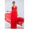 A-Line V-Neck Beaded Long Red Chiffon Prom Evening Formal Party Dresses ED010670
