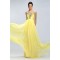 A-Line Straps Sleeveless Beaded Long Yellow Chiffon Prom Evening Formal Party Dresses ED010671