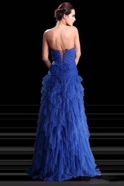 A-Line Strapless Beaded Long Blue Prom Evening Formal Party Dresses ED010672
