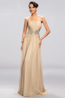 A-Line Sweetheart Beaded Long Chiffon Prom Evening Formal Party Dresses ED010678