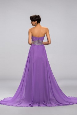 A-Line Sweetheart Beaded Long Purple Chiffon Prom Evening Formal Party Dresses ED010680