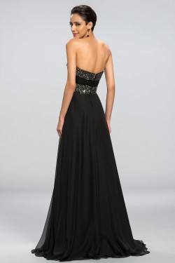 Empire Sweetheart Beaded Long Black Chiffon Prom Evening Formal Party Dresses Maternity Evening Dresses ED010683