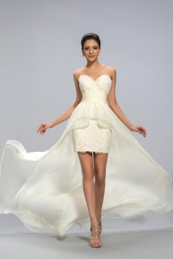 High Low Sweetheart Lace and Chiffon Prom Evening Formal Party Dresses ED010684