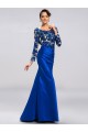 Trumpet/Mermaid Long Sleeves Long Blue Prom Evening Formal Party Dresses ED010685