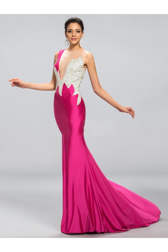 Trumpet/Mermaid Bateau Beaded Long Prom Evening Formal Party Dresses ED010689